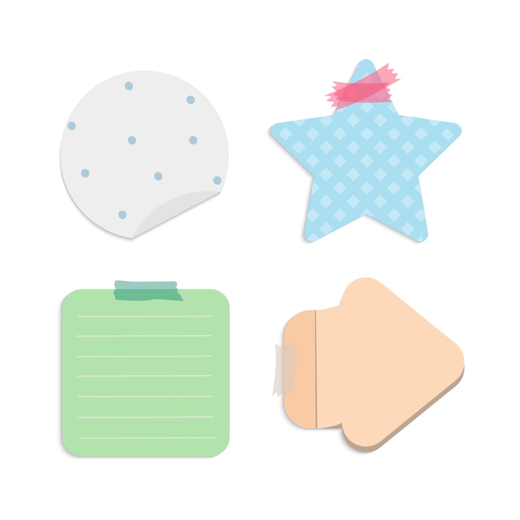 Vector gratuito conjunto de notas de recordatorio en blanco colorido