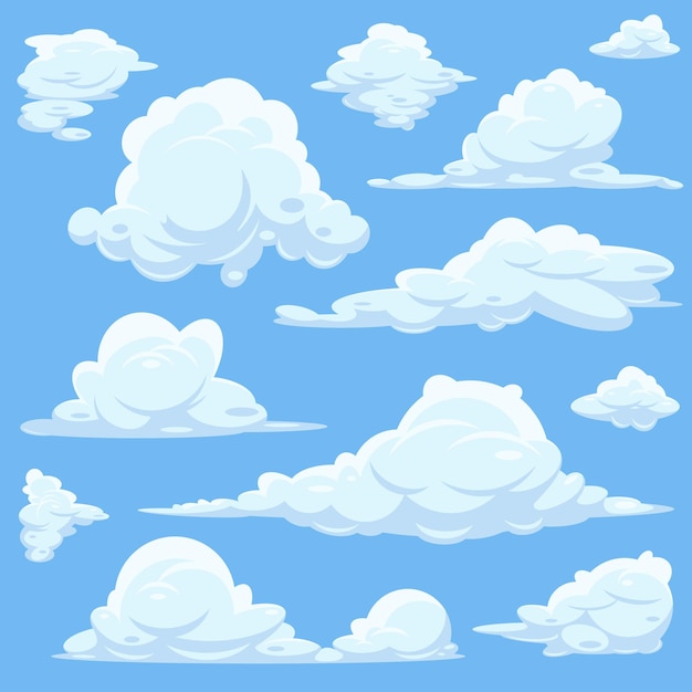 Vector gratuito conjunto de nubes blancas en el cielo azul