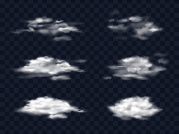 Conjunto de nubes blancas transparentes