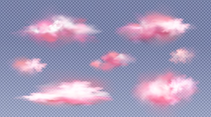 Vector gratuito conjunto de nubes rosas y blancas