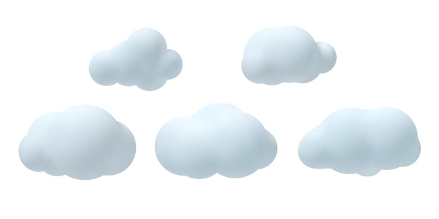 Vector gratuito conjunto de nubes vectoriales 3d.