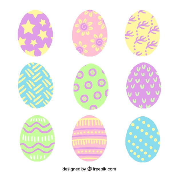 Vector gratuito conjunto de nueve huevos de pascua