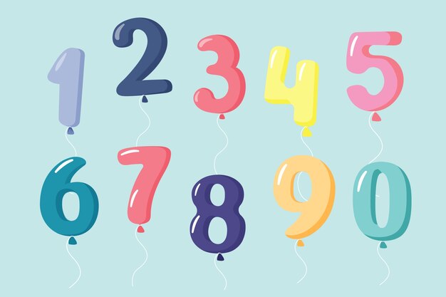 Conjunto de números de cumpleaños dibujados a mano