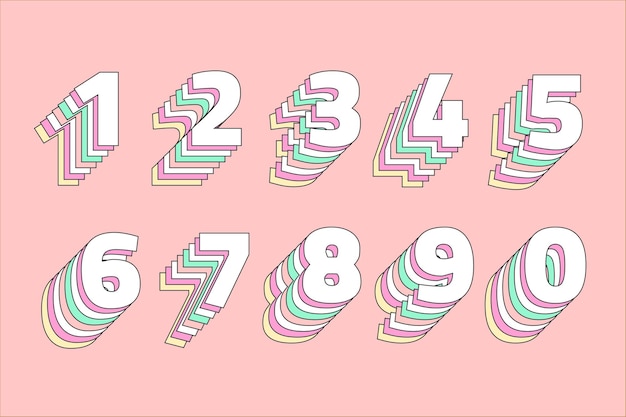 Conjunto de números pastel en capas