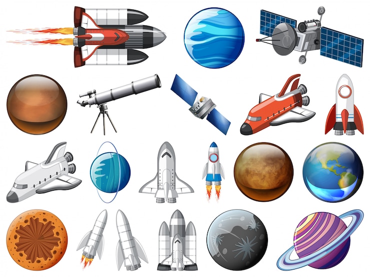 Vector gratuito conjunto de objetos espaciales