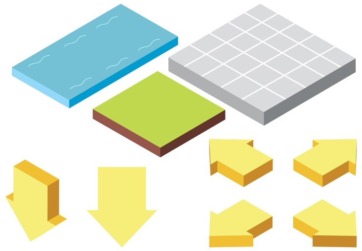 Vector gratuito conjunto de objetos isométricos.