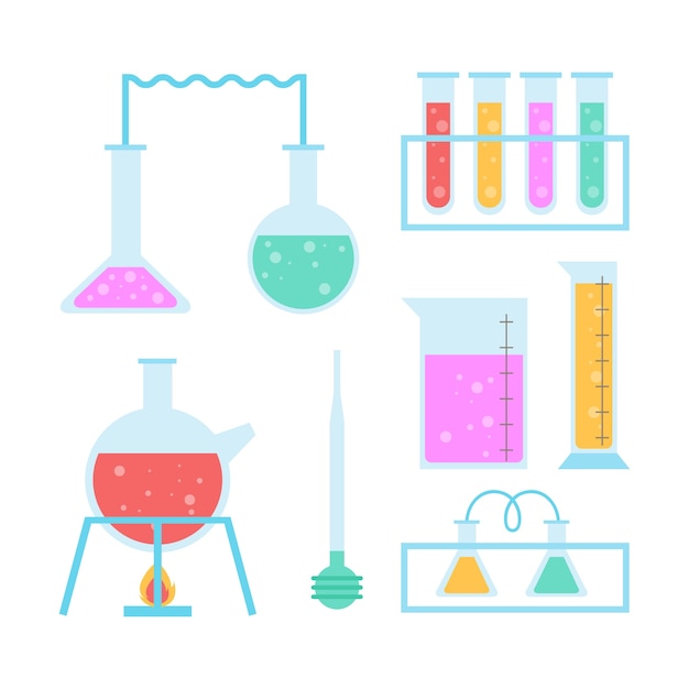 Conjunto de objetos de laboratorio de ciencias