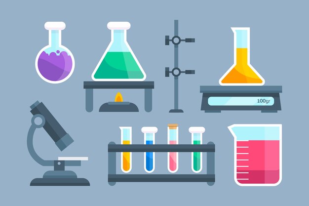 Conjunto de objetos de laboratorio de ciencias