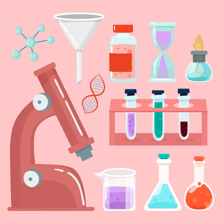 Vector gratuito conjunto de objetos de laboratorio de ciencias