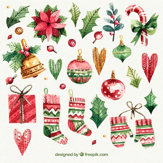 Vector gratuito conjunto de objetos de navidad dibujados a mano