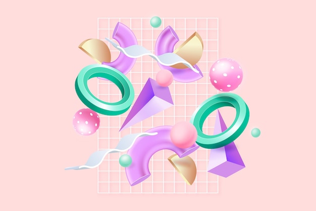 Conjunto de objetos renderizados 3d abstracto