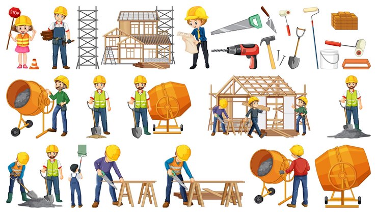 Vector gratuito conjunto de objetos de sitio de construcción