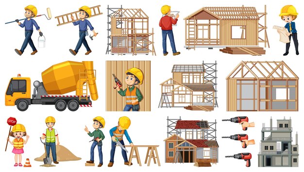 Conjunto de objetos de sitio de construcción