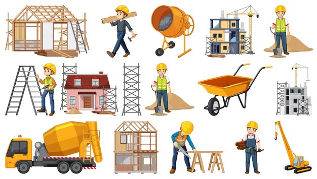 Conjunto de objetos de sitio de construcción