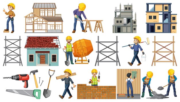 Conjunto de objetos de sitio de construcción
