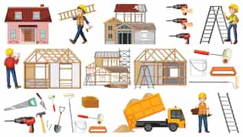 Vector gratuito conjunto de objetos de sitio de construcción