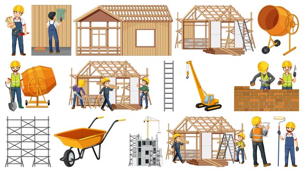 Conjunto de objetos de sitio de construcción