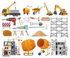 Vector gratuito conjunto de objetos de sitio de construcción