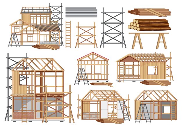 Conjunto de objetos de sitio de construcción