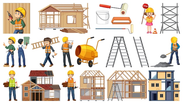 Conjunto de objetos de sitio de construcción