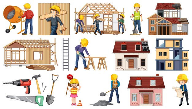 Conjunto de objetos de sitio de construcción