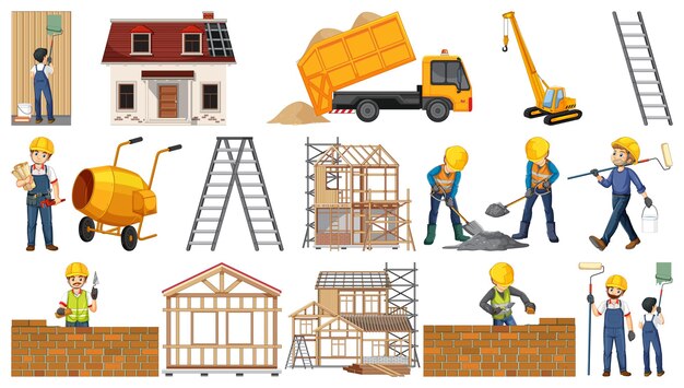Conjunto de objetos de sitio de construcción