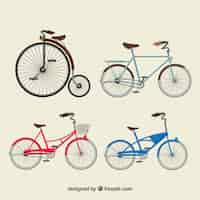 Vector gratuito conjunto original de bicicletas vintage