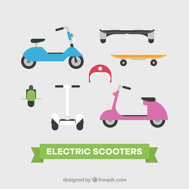 Vector gratuito conjunto original de scooters eléctricos