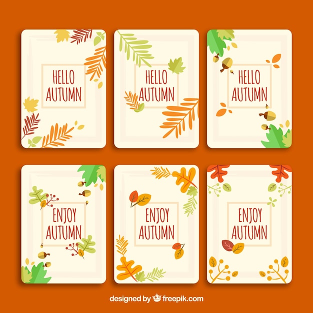 Conjunto original de tarjetas otoñales