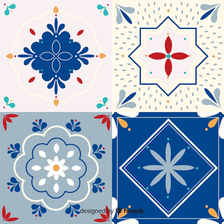 Vector gratuito conjunto ornamental de azulejos