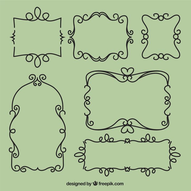 Conjunto de ornamentos sobre fondo verde