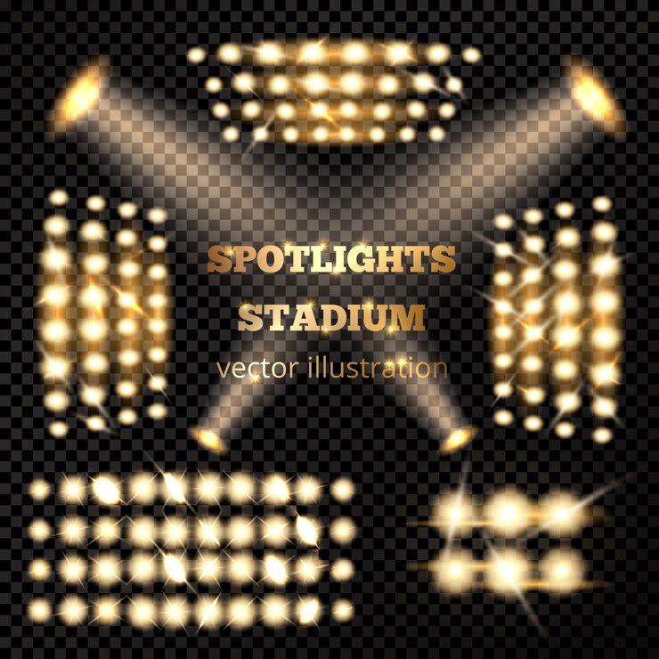 Vector gratuito conjunto de oro de focos de estadio