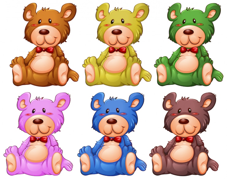 Vector gratuito conjunto de oso de peluche