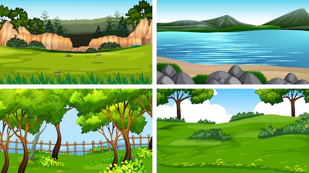 Vector gratuito conjunto de paisaje natre