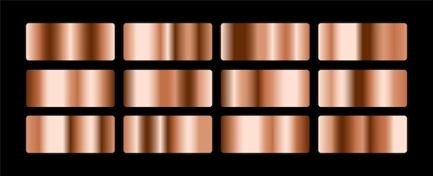 conjunto de paleta de gradiente de oro rosa metálico para presentación en la web