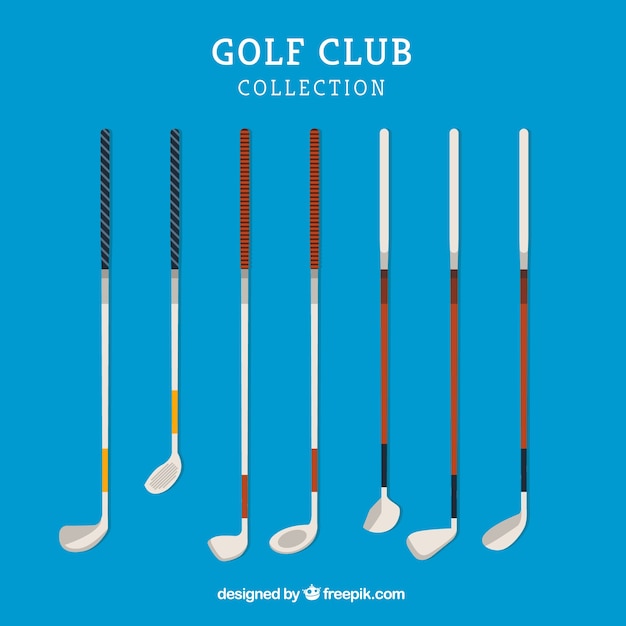 Vector gratuito conjunto de palos de golf vintage