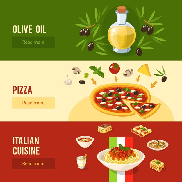 Conjunto de pancartas de comida italiana