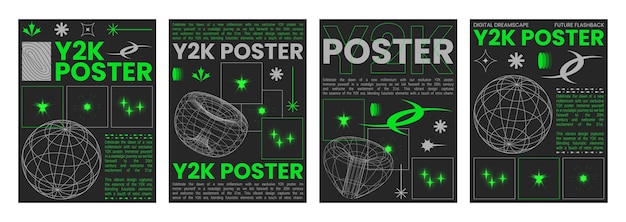 El conjunto de pancartas tecnológicas estéticas de y2k