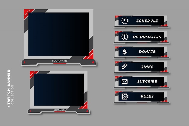 Conjunto de paneles modernos de juegos de contracción para plantilla de diseño de interfaz de usuario