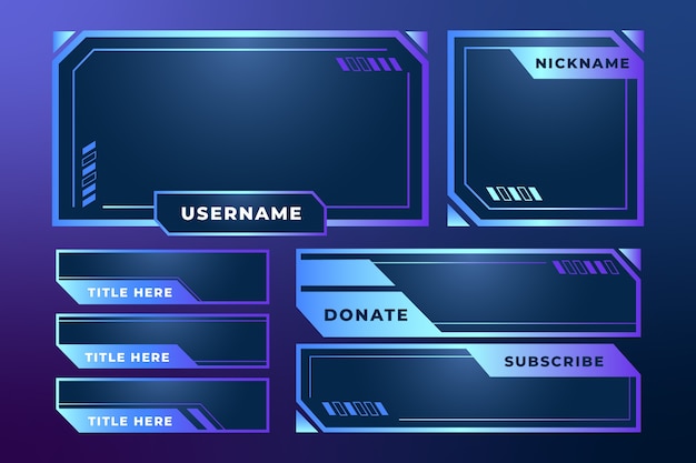 Conjunto de paneles de plataforma de twitch degradados