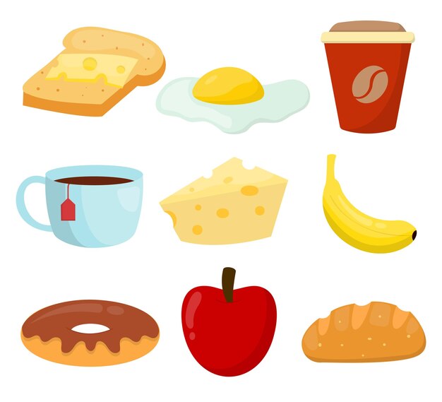 Conjunto de panes y panadería en vector de estilo de dibujos animados