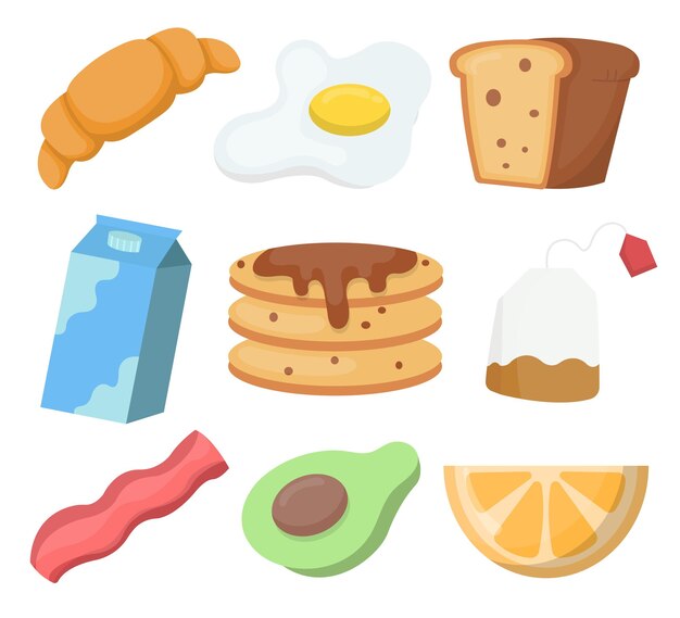 Conjunto de panes y panadería en vector de estilo de dibujos animados
