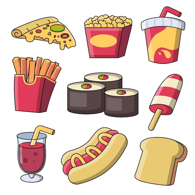 Conjunto de panes y panadería en vector de estilo de dibujos animados