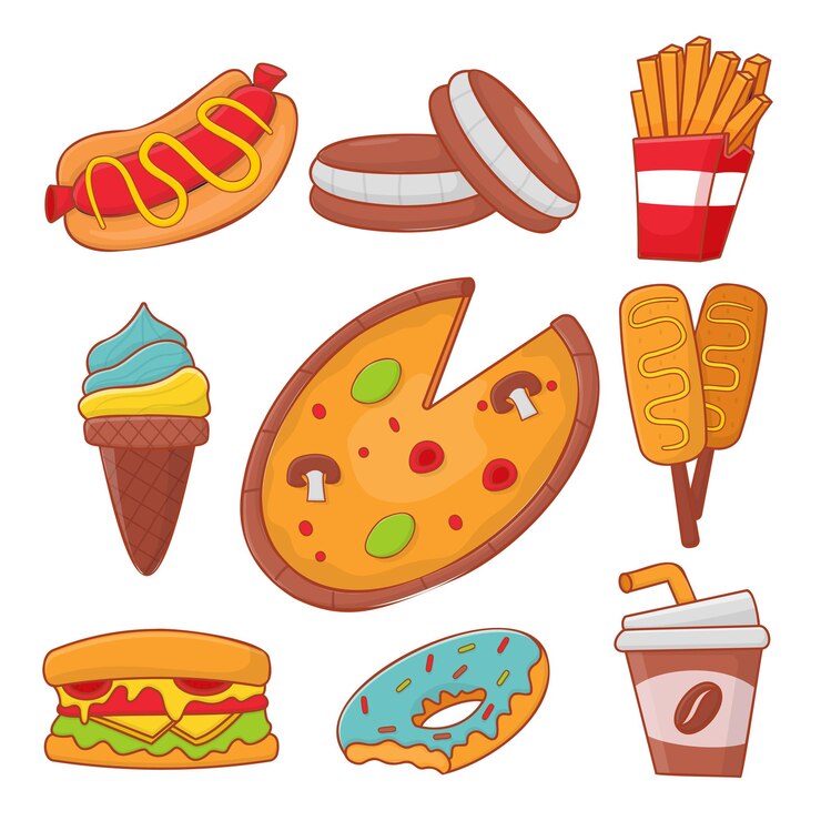 Vector gratuito conjunto de panes y panadería en vector de estilo de dibujos animados