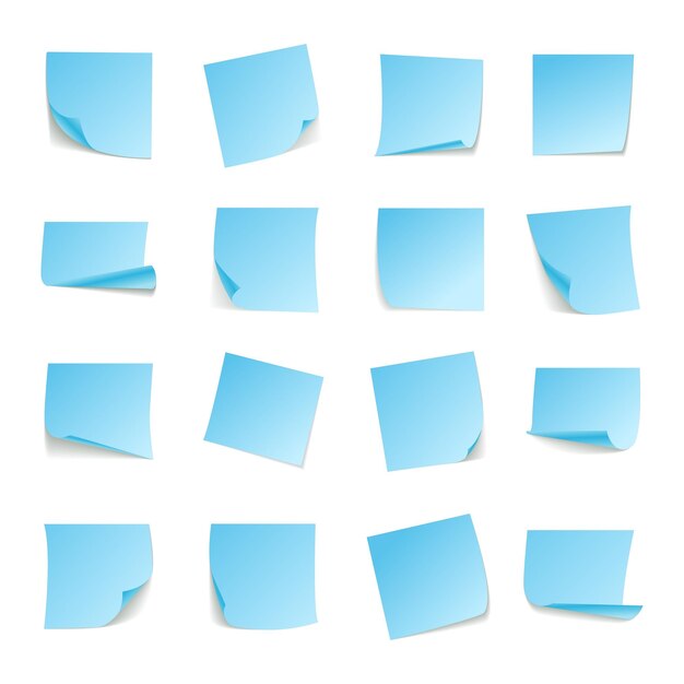 Conjunto de papel de colección grande esquinas rizadas hoja blanca Vector