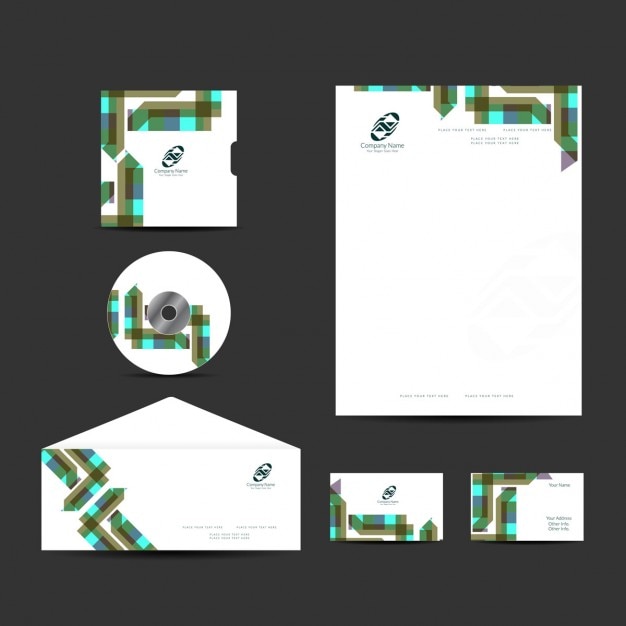 Conjunto de papelería de comercio colorida