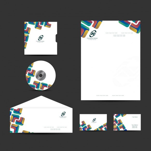 Conjunto de papelería de negocios con diseño moderno colorido