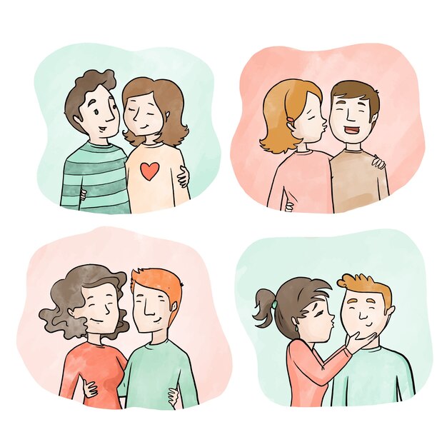 Conjunto de pareja encantadora día de san valentín