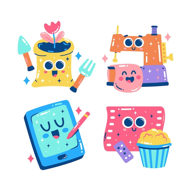 Vector gratuito conjunto de pasatiempos lindo deslumbrante
