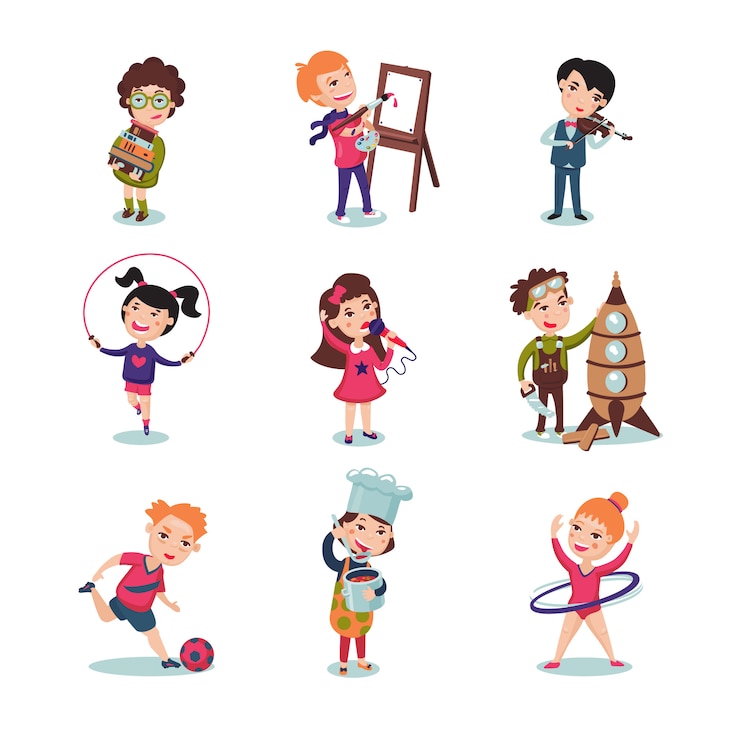 Vector gratuito conjunto de pasatiempos para niños